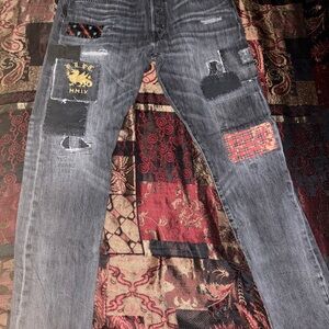 Polo by Ralph Lauren Gray Patchwork Slim Straight Jeans 34x34
